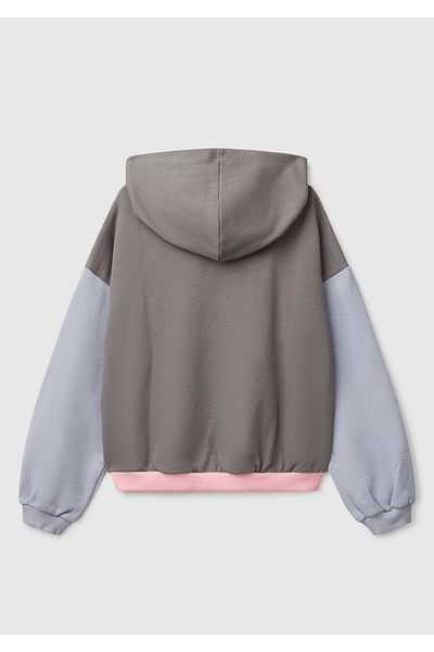 United Colors of Benetton Girl's Pink Mix Benetton Logo Printed Hooded Sweatshirt