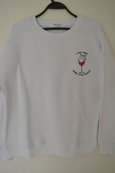 EldenStitch Φούτερ με κέντημα καρδιά και κρασί Unisex Oversize