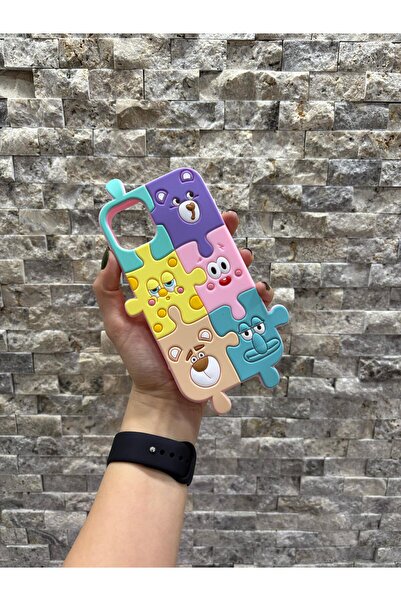Store Iphone 11 Uyumlu Çok Karakterli Puzzle Silikon Kılıf