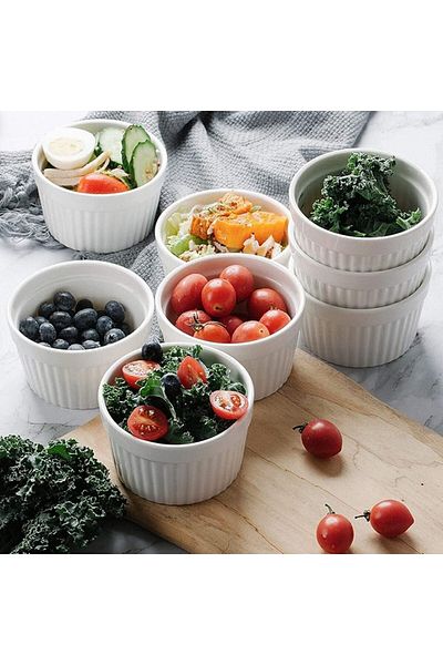 AKDC 8oz Porcelain Ramekins (Set of 8) – Oven Safe for Soufflé, Custard, Pudding, Desserts & Dips