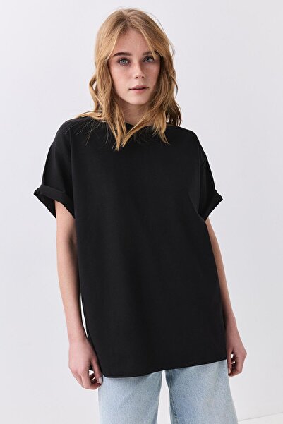 Trendiz Women's Cotton Oversize Basic Tshirt Black 5012