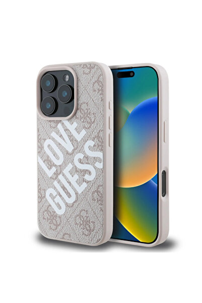 CG Mobile Guess Pu 4G Hard Case With Big Love Guess Logo For iPhone 16 Pro - Pink