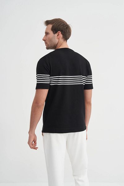 Cazador Μπλουζάκι Jazz 3040 Crew Neck Regular Fit ριγέ πλεκτό μπλουζάκι