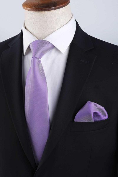 Kravatkolik Lilac Classic Tie with Plain Handkerchief Kk13163
