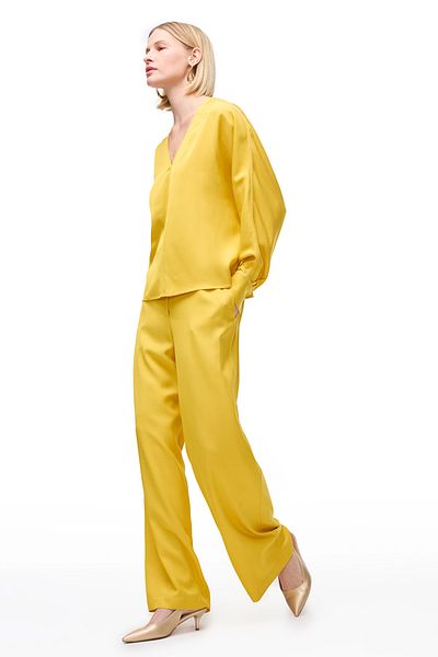 Perspective Yellow Favo Rs Comfortable Fit High Waist Trousers