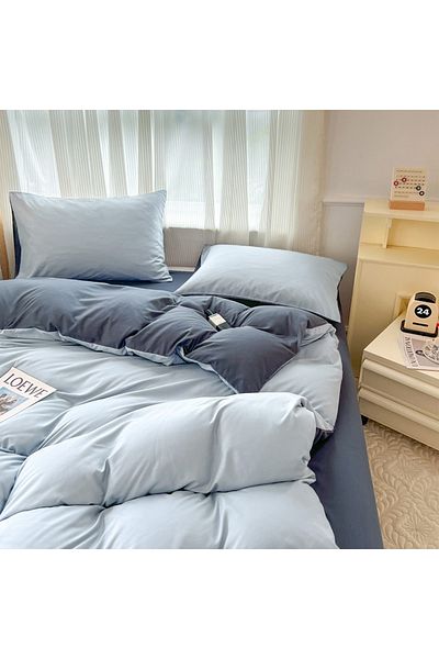 sharpdo 4-Piece Set Bedding Modal Quilt Cover Set with 1 Quilt Cover 1 Sheet and 2 Pillowcases 2m Bed