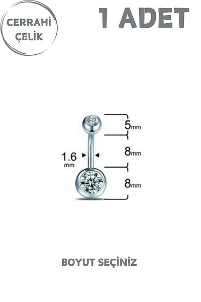 Blisse Piercing Women's Double Stone Surgical Steel Belly Piercing