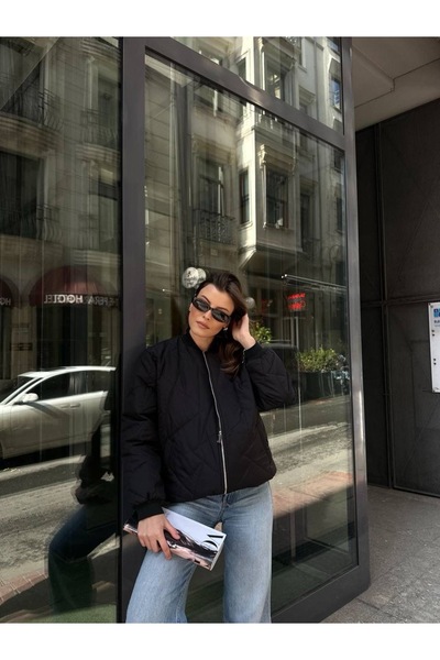 Ekim Store سترة بومبر مبطنة بسحاب للنساء