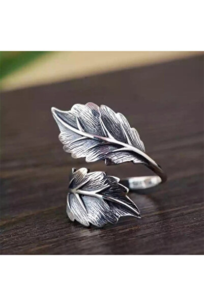 Choice خاتم قابل للتغيير الحجم Q560 Huitan Vintage Leaf للنساء باللون الفضي ا...