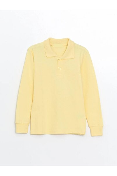 ROZELT Κίτρινο μακρυμάνικο γιακά πόλο Lacoste Σχολικό μπλουζάκι R.O.Z.K.U.U.L...