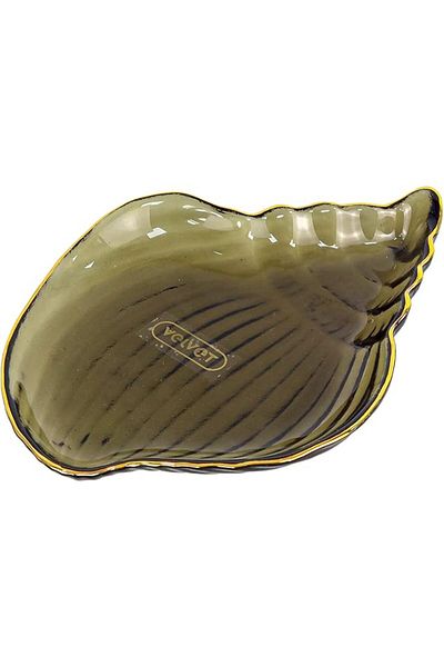 Winds Trading Ocean Starfish Shell Snack Plate, Crystal Clear Glass with Golden Edges (15x20cm)