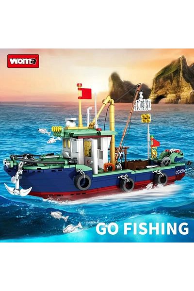 BUILDING BLOCK Kids Educational and Building 582 Pieces Fishing Boat Making Toy Set