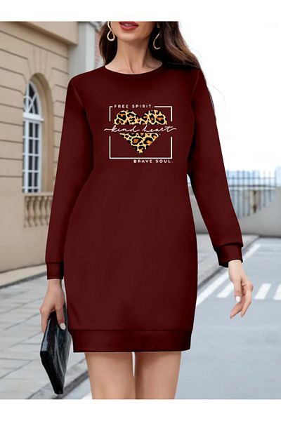 Modayakamoz    Women's Long Sleeve Crew Neck Print Viscose Two Thread Blouse