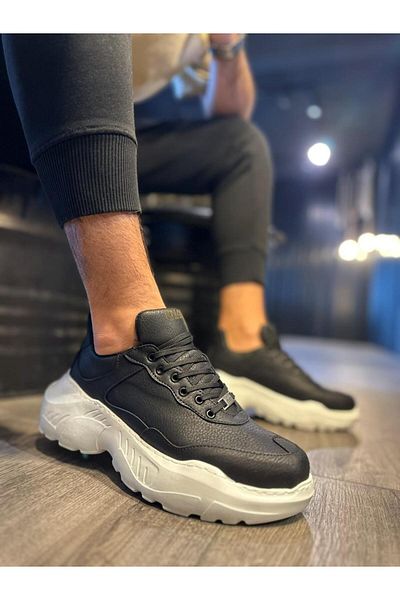 K&A High Sole Casual Shoes N Black (White Sole)