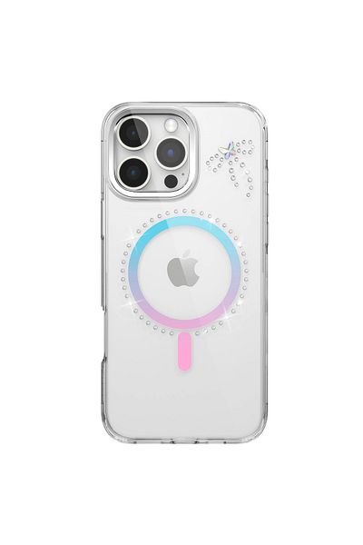 Levelo جراب Butterfly Magsafe لهاتف iPhone 16 Pro - شفاف/ قزحي الألوان