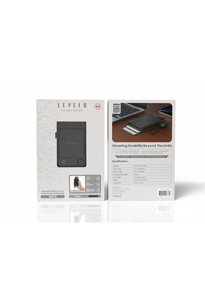 Levelo Onyx Portable 5000Mah 3 In 1 Cardholder Power Bank - Black