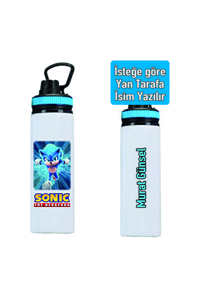DKDZ SHOP Sonic Baskılı Metal Suluk - Matara (İsim Yazılır İsmi Ürün Sorusund...