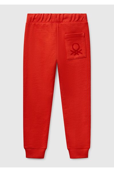 United Colors of Benetton Boy's Red Back Pocket Logo Sweatpants