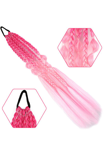 KONAK PERUK Balloon and Plain Loose Braided Glitter Elastic Ponytail - Acm10
