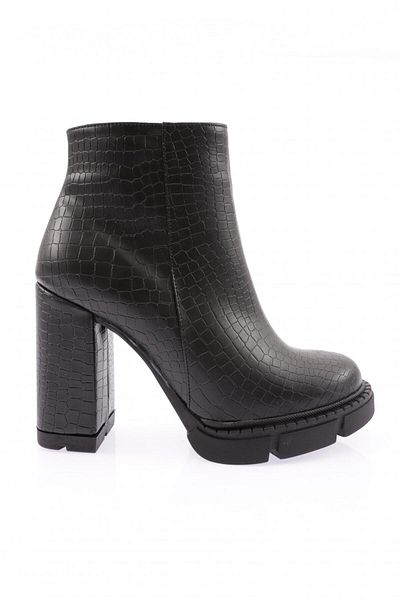 DGN Μαύρες γυναικείες μπότες με τακούνι Crocodile Lita - 8143242