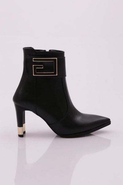 DGN Women's Pointed Toe Buckle Heeled Boots 9173284
