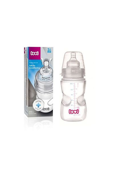 LOVI Medical+ Bottle with Dynamic Teat for 3month+ | Supports Natural Suckling Reflex, 250 ml