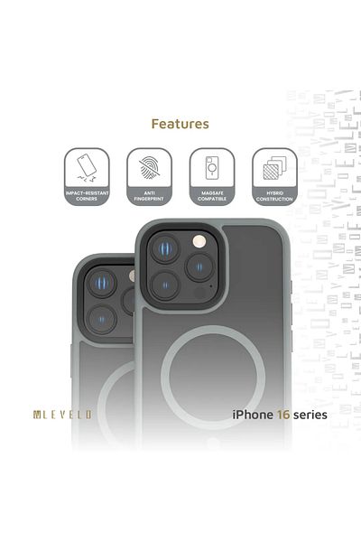 Levelo Magsafe Matte Solo Case For iPhone 16 Pro - Gray