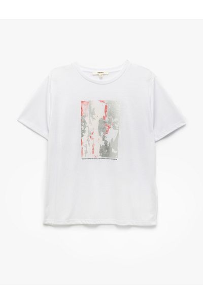Koton Tricou alb cu mânecă scurtă pentru damă 5sak50118ek