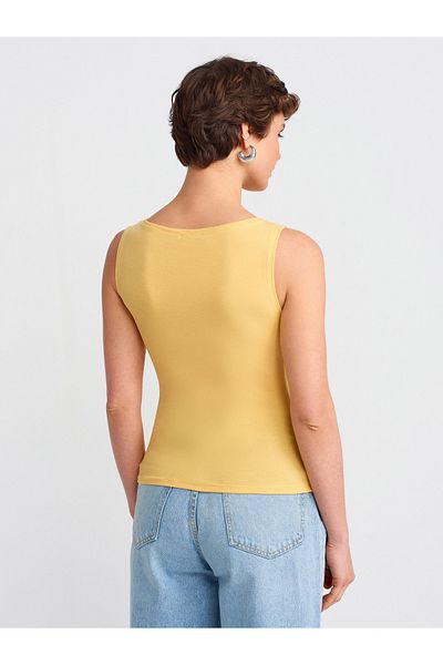 Dilvin 20868 Boat Neck Sleeveless Ball-Yellow