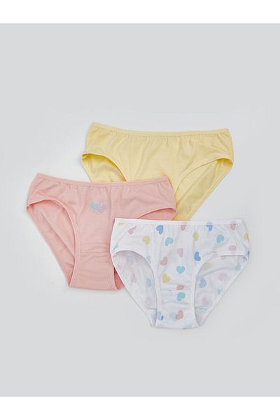 LC Waikiki New Season Heart Printed Girl's Panties 3-Piece - S5Nv58Z4