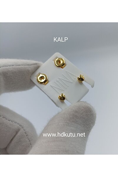 nina Altın Kalp Kulak Delme Küpesi 1 Çift