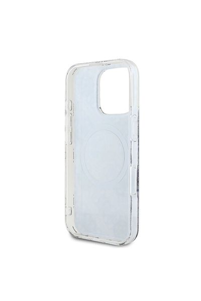 CG Mobile Guess Magsafe Iml 4G Design Hard Case With Peony For iPhone 16 Pro - Blue