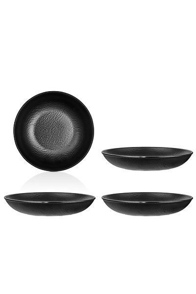 Külsan Melamine Dinner Plate Set 23 Cm 4 Pieces Black Color