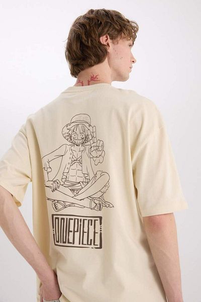 DeFacto Νέα σεζόν 100% βαμβακερό One Piece Oversize Wide Fit Crew Neck με στάμπα στην πλάτη