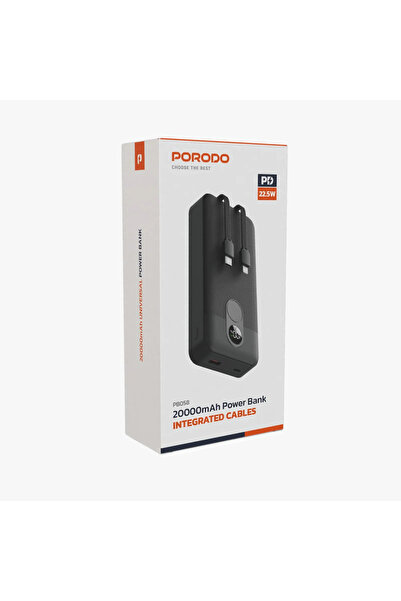 porodo باور بانك 20000 مللي أمبير في الساعة 2Xtype-C، USB A وType C وشاشة رقم...
