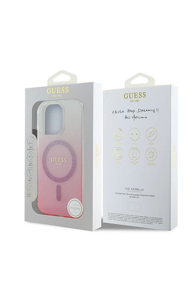 CG Mobile Guess Magsafe Iml Glitter Gradient Hard Case For iPhone 16 Pro - Pink