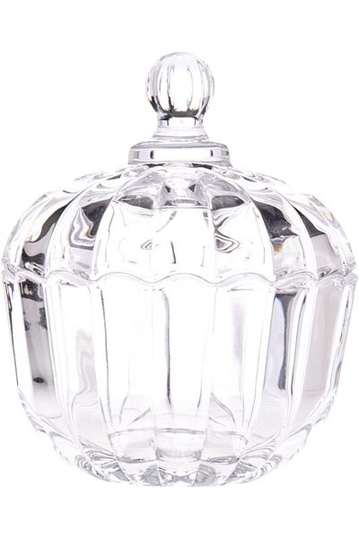 AKDC Glass Sugar Pot L(9CM) XW(9CM) XH(10CM) White