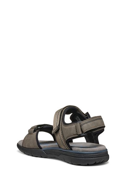 Geox Men's Gray Double Strap Sandals - U Spherica Ec5 B- Nbk Synt.Le, U55Elb000Ekc1018