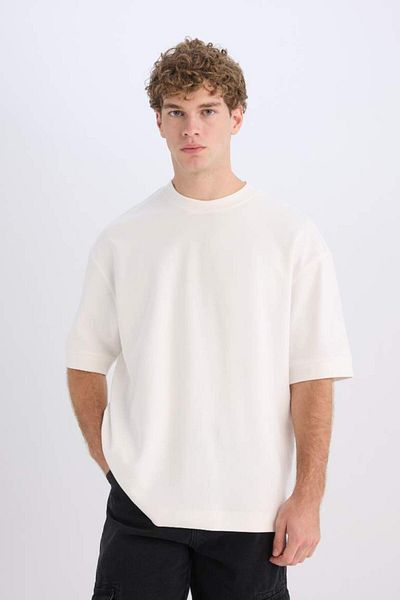 DeFacto New Season Loose Fit Crew Neck Short Sleeve Heavy Fabric Basic Plain T-Shirt