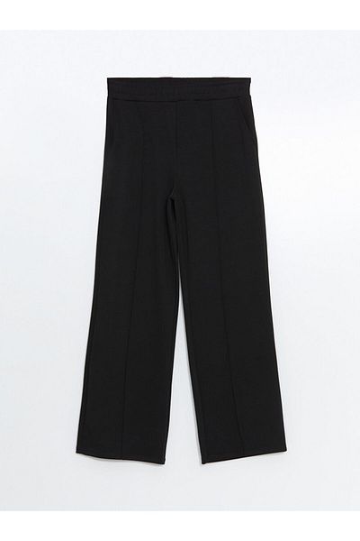 LC Waikiki Lcwaikiki Classic Black Elastic Waist Wide Leg Women's Trousers