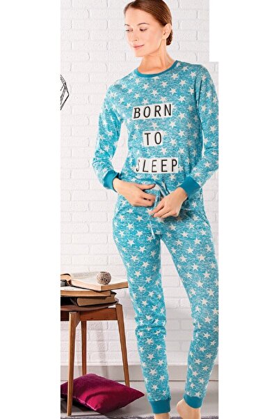 ZENCHES Γυναικείο Σετ Πιτζάμες Turquoise Born To Sleep