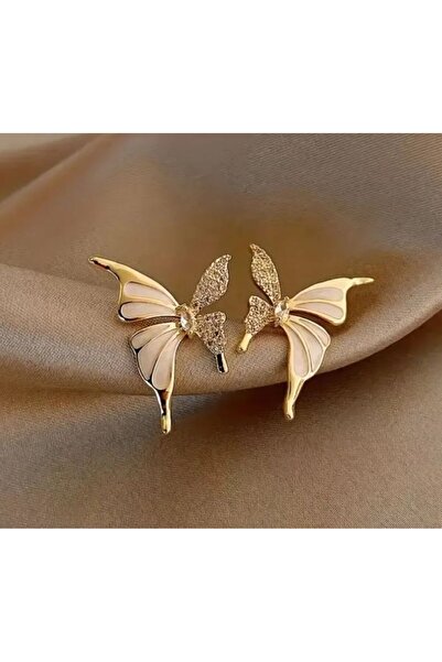 Dgt Luxury Kelebek Motifli, Zirkon Kaplama, Zarif Küpe-Kulak İğnesi Paslanmaz Çelik