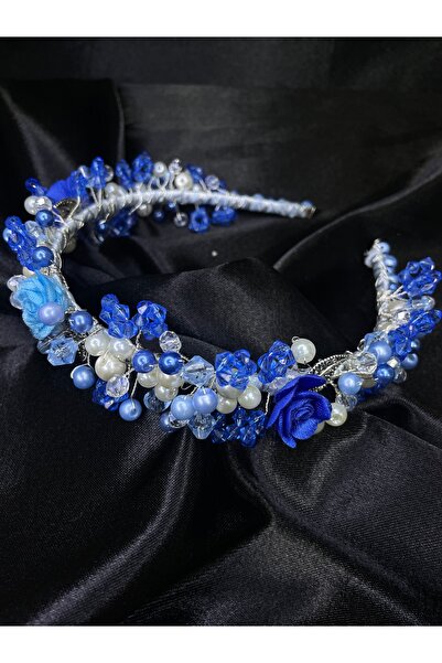 Butik Kristal taş İnci ve Çiçek Detaylı Düğün Nişan Söz Lohusa Gelin Tacı