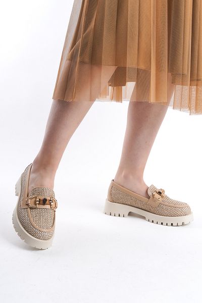 MARSEDO Γυναικεία Loafer Moccasin Casual Buckle Casual Παπούτσια Terra Beige