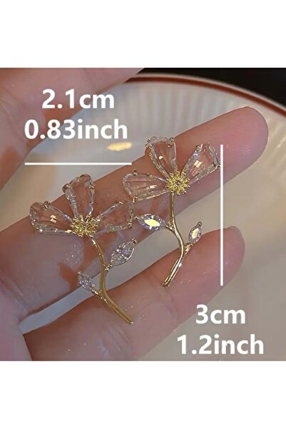 Dgt Luxury Şeffaf Camdan Çiçek Küpe