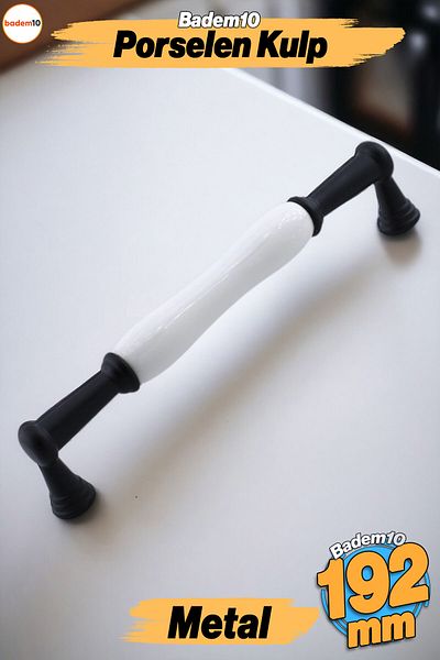 Badem10 Mâner Anav Porțelan 192 Mm Mobilier Bucătărie Sertar Dulap Dulap Ușă Mânere Mâner Mâner Negru