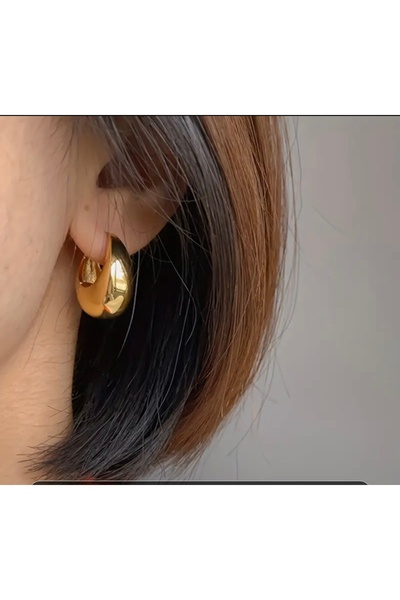 Home Trendlover Oval Halka Küpe, Çelik Halka Küpe