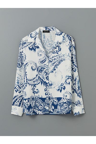 LC Waikiki Lcw Vision Blue Print Oversize Women's Shirt