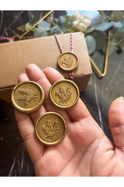 Hayal.kirtasiyesi Real Wax Seal 5Pcs Gold Self Adhesive Invitation Seal Package Ornament