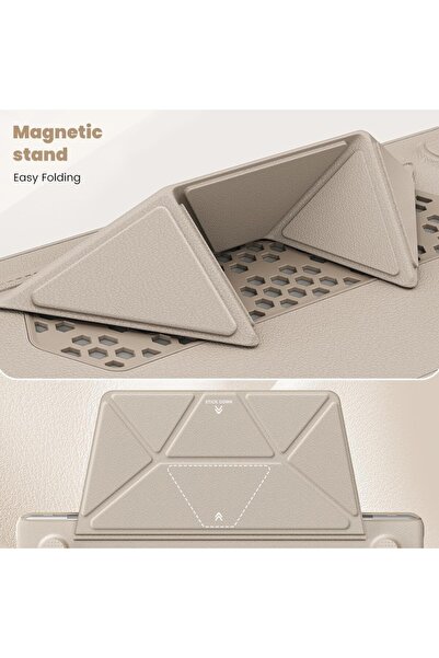 UnDePlus Apple Macbook Air 15inç M2/m3/m4 A3241 A2941 A3114 Uyumlu Kılıf Synthetic Ipeksi Deri Standlı Havala